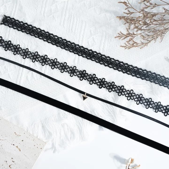 yfstyle Black Choker Necklaces Set: Adjustable Black Velvet Chokers for Women Gothic Accessories - Image 5